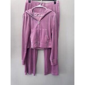 VTG Juicy Couture Velour Tracksuit Womens XL Purple Pink Rhinestone Y2K Thrashed